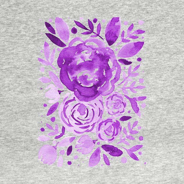 Watercolor roses bouquet - ultra violet by wackapacka